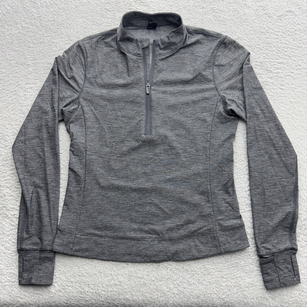 Greyson Womens Heathered Grey Quarter Zip Pullover Active Top Size S